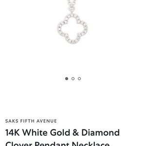 Four leaf clover 14k white gold diamond necklace